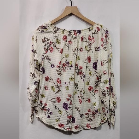 Lauren Ralph Lauren Floral Babydoll Top Women's L Cream Red Cottagecore Peasant - Picture 5 of 8